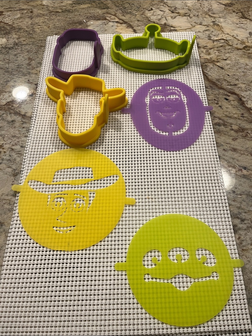 Toy Story pancake moulds and Stencils Set  by Pampered Chef.  NWOT.